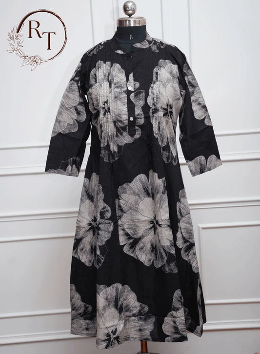 Black Printed Cotton Kurti