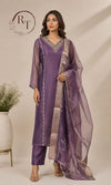 Mauve Radiance Shimmer Kurta 3pc Set (RT 1004)