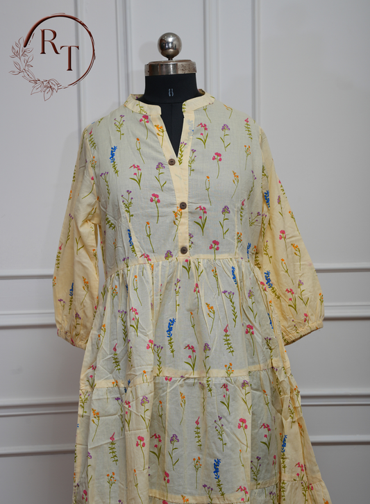 Ivory Meadow Cotton Kurti