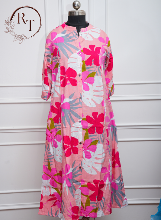 Rose Tropics Cotton Kurti