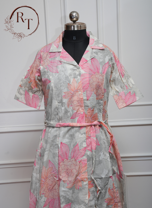 Peach Blossom Cotton Shirt Kurti