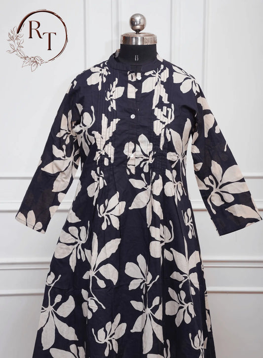 Midnight Bloom Cotton Kurti