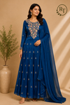 Regal Sapphire Chinon Embroidered Anarkali Suit Set (RT1252)