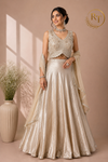 Regal Ivory Pearl Embroidered Jacquard Lehenga Choli with Sheer Embellished Dupatta (RT1284)