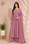 Blush Harmony Premium Mull Chanderi Embroidered Suit Set (RT1195)