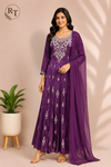 Plum Royale Premium Chinon Embroidered Anarkali Suit Set (RT1192)