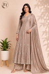Sandstone Glow Premium Chinon Anarkali Suit Set (RT1199)