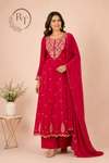 Radiant Fuchsia Premium Chinon Anarkali Suit Set (RT1211)