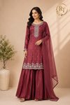 Vintage Wine Premium Chinon Sharara Suit Set (RT1219)