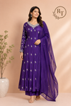 Royal Violet Chinon Embroidered Anarkali Suit Set (RT1220)