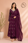 Plum Majesty Chinon Embroidered Anarkali Suit Set (RT1221)