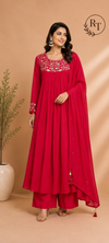 Ruby Royale Mull Chanderi Embroidered Anarkali Suit Set (RT1234)