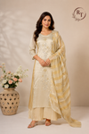 Moonlit Pearl Embroidered Tissue A-Line Set (RT1149)