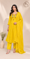 Sunflower Grace Pure Mull Cotton Embroidered Suit Set (RT1075)