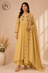 Sand Glow Empire Cut Mull Cotton Set (RT1084)