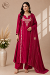 Rose Majesty Dola Silk Embroidered A-Line Suit Set (RT1086)