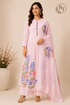 Rosé Milk – Poly Mull Chanderi 3 Piece Suit Set (RT1126)