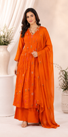 Marigold Glow Mull Chanderi Suit Set (RT1026)