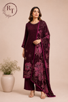 Royal Berry Blossom Butter Crepe Suit Set (RT2029)