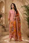Blush Pink Floral Chinon Straight Cut 3-Piece Set (RT2020)