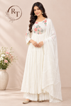 Ivory Floral Embroidered A-Line Anarkali (RT1516)
