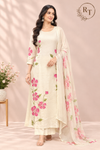 Ivory Floral Chinon A-Line 3 Piece Suit Set (RT1546)