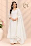 Ivory White Embroidered A-Line Suit Set (RT1651)