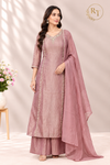 Elegant Mauve Embroidered Salsa A-Line Suit Set (RT1626)