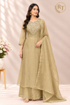 Olive Sage Elegance – Premium Salsa A-Line 3 Piece Suit Set (RT1595)