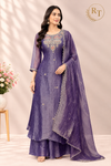 Royal Plum Grace – Premium Salsa 3 Piece A-Line Suit Set (RT1584)