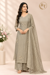 Sage Grey Embroidered Salsa A-Line Suit Set (RT1618)