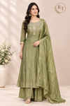 Sage Olive Grace Salsa Embroidered A-Line Suit Set (RT1574)