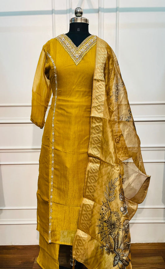 Mustard Glow Shimmer Ethnic 3pc Set (RT 1005)