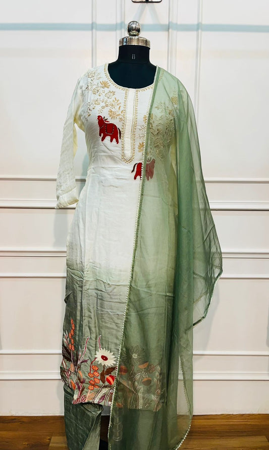 Olive Mist Ethnic Kurta 3pc Set (RT 1002)