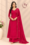 Rani Pink Embroidered A-Line Suit Set (RT1652)