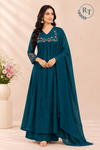 Teal Bloom Kota Cotton A-Line Suit Set (RT1605)