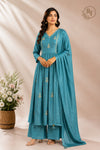 Ocean Mist Mull Chanderi A-Line Suit Set (RT1164)