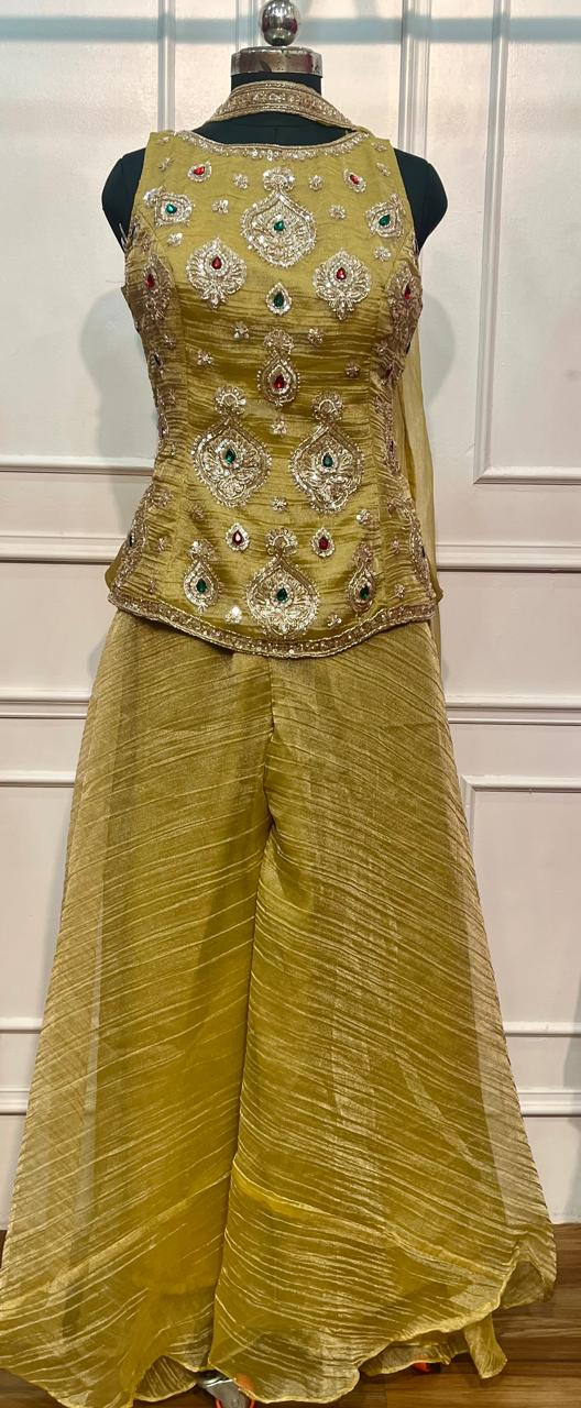Golden Aura Salsa Embellished Palazzo Set (RT1264)