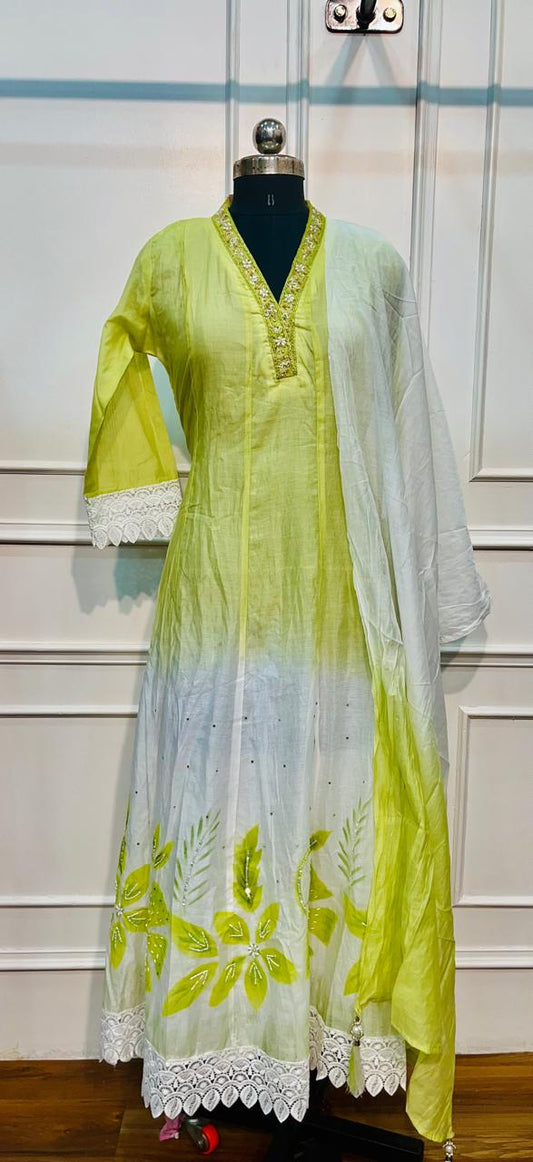 Elegant Pista Green Cotton Ethnic Suit Set (RT 2003)