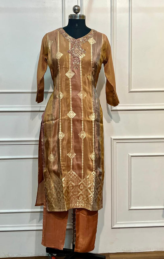 Copper Gold Shimmer Straight Cut Suit Set (RT2013)