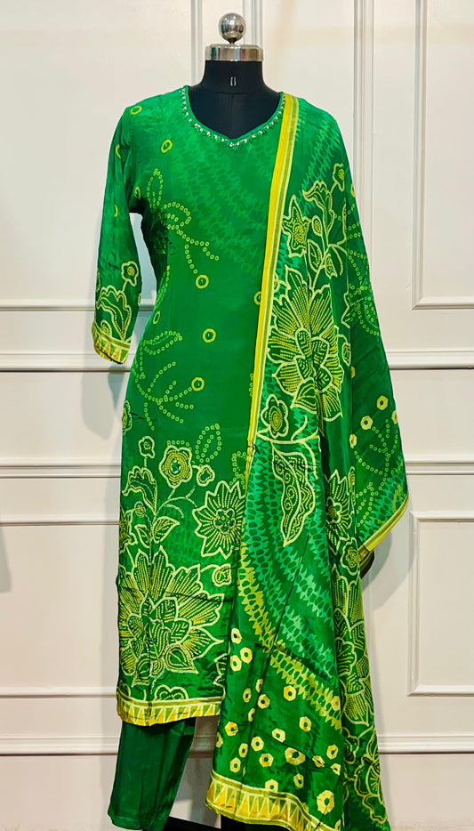 Emerald Radiance Butter Crepe Suit Set (RT1030)