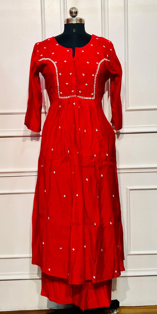 Scarlet Charm Mull Chanderi Suit Set (RT1023)