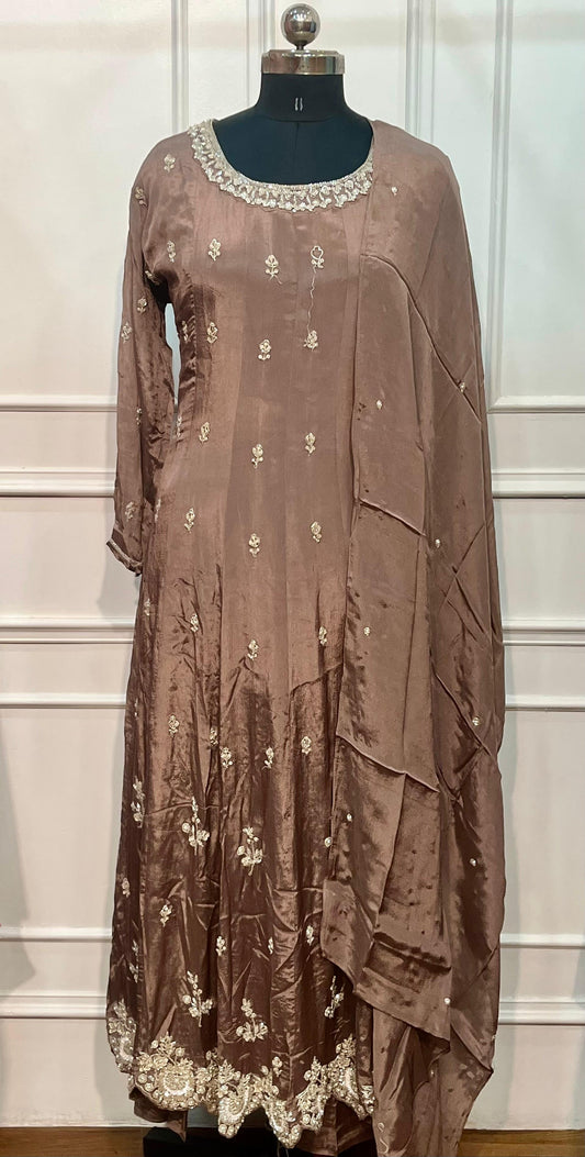 Mocha Grace Chinon Anarkali Set (RT1037)