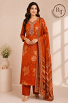 Rust Blossom Chinon Printed Straight Cut Suit Set (RT1105)