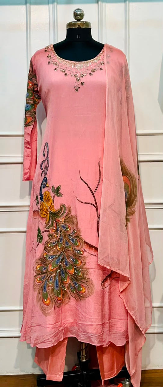 Blush Peacock Charm Chinon A-Line 3 Piece Set (RT1110)
