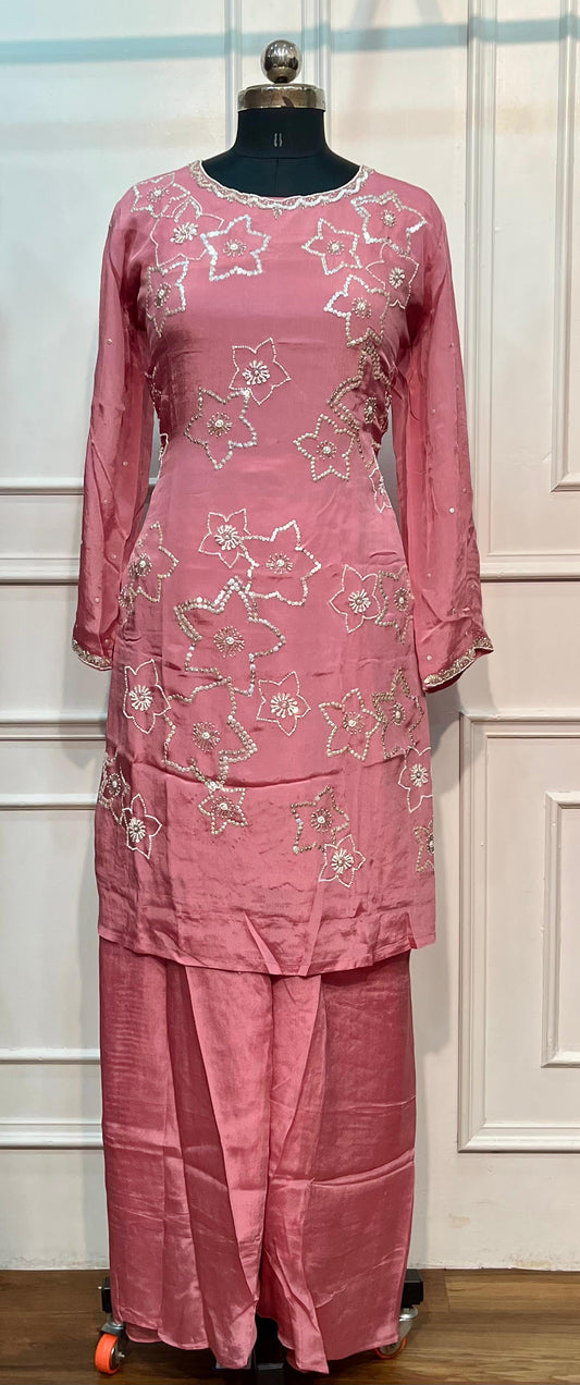 Rose Petal Chinon Floral Embellished Suit Set (L,XL, XXL)