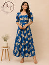 Royal Indigo Kalamkari Cotton Dress (RT1144)