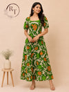 Verdant Bloom Cotton Kalamkari Dress (RT1146)
