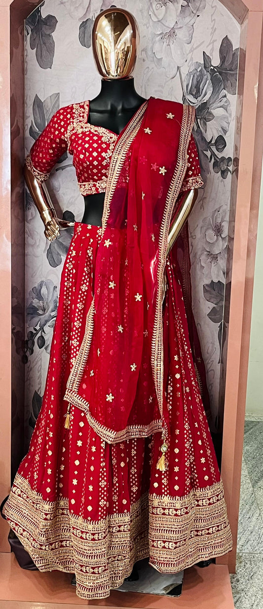 Royal Red A-Line Georgette Lehenga Set (RT1350)
