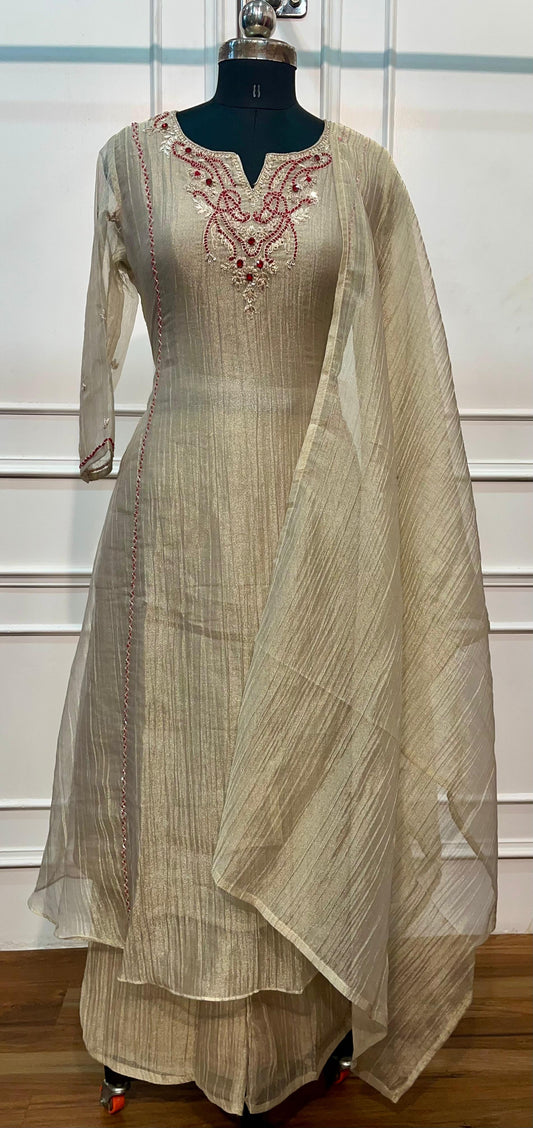 Ivory Embroidered Salsa A-Line Suit Set (RT1466)